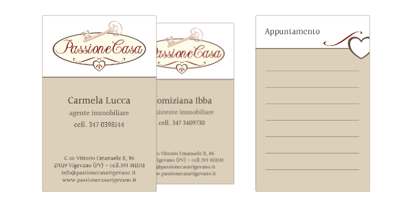 Biglietti da visita Passione Casa - agenzia immobiliare Vigevano